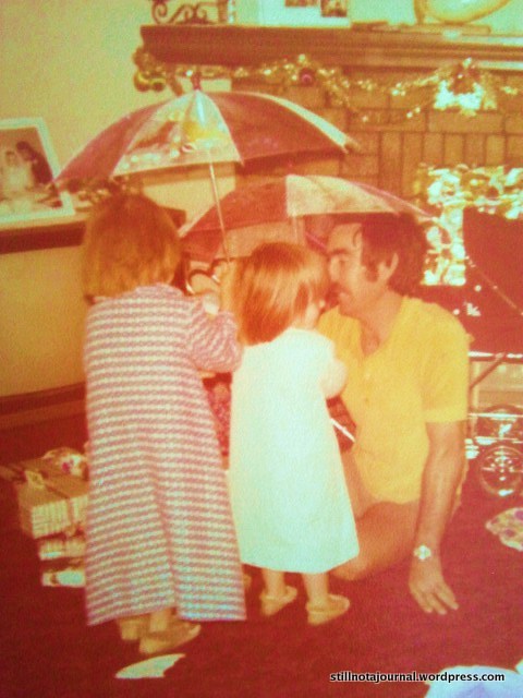 My favourite photo of Dad with us girls. (Justine is the shortarse.)