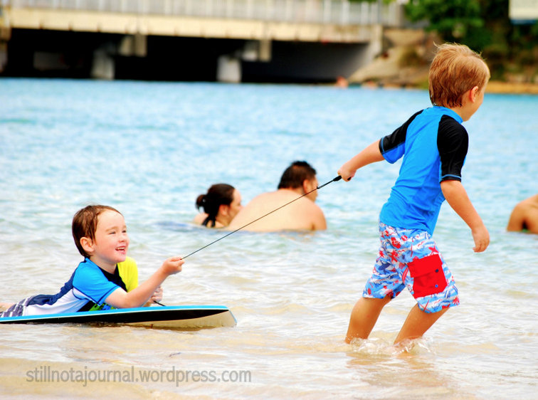 Finn and Ratbag doing laps of the main drag.