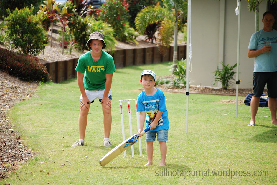 It's summer... in Australia... backyard cricket... duh.