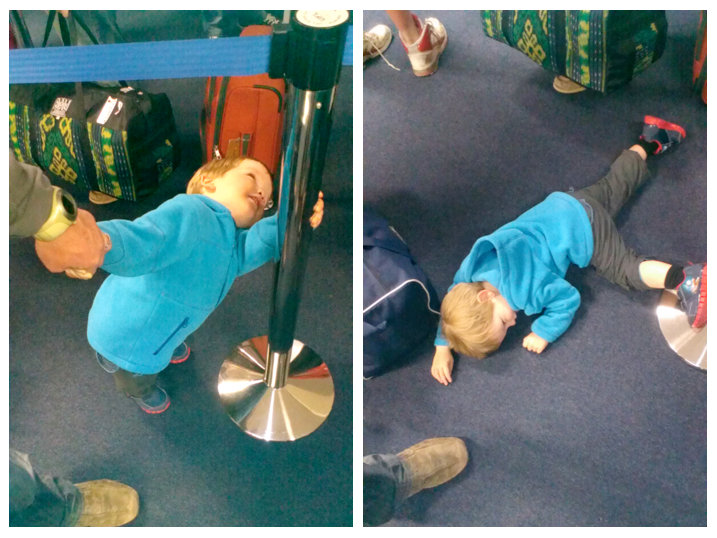 One of the many things a toddler can get away with while waiting in a queue that I can't.