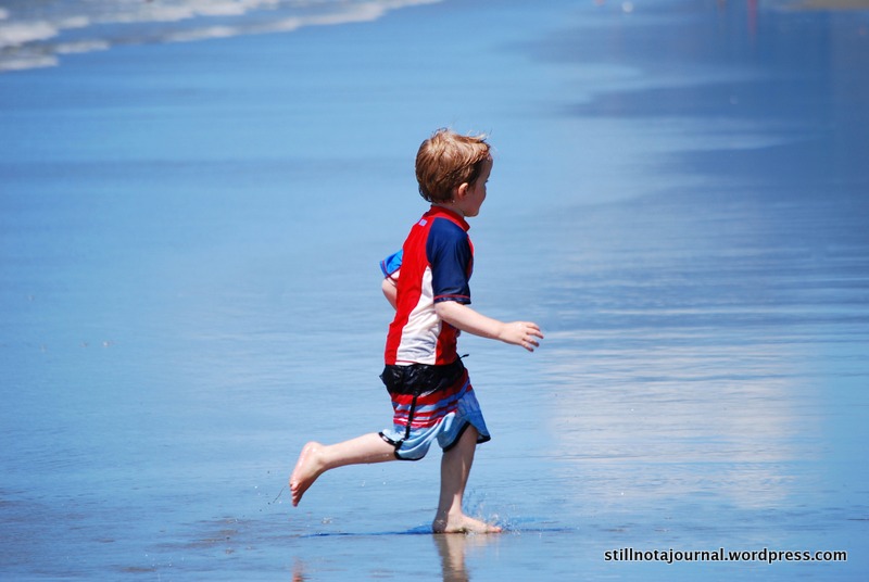 kids at Rabbit Island Moturoa beach