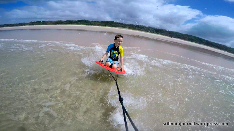 The little wavelets were perfect for getting some air! I was impressed at how well the boys managed to stay on. Not like I was trying to fling them off...