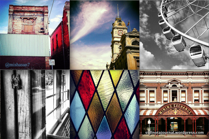 Worn-in building, Ballarat Town Hall, Wheel Of Brisbane, Lake Wendouree historical tram, stained glass window, Lydiard St. Ballarat.