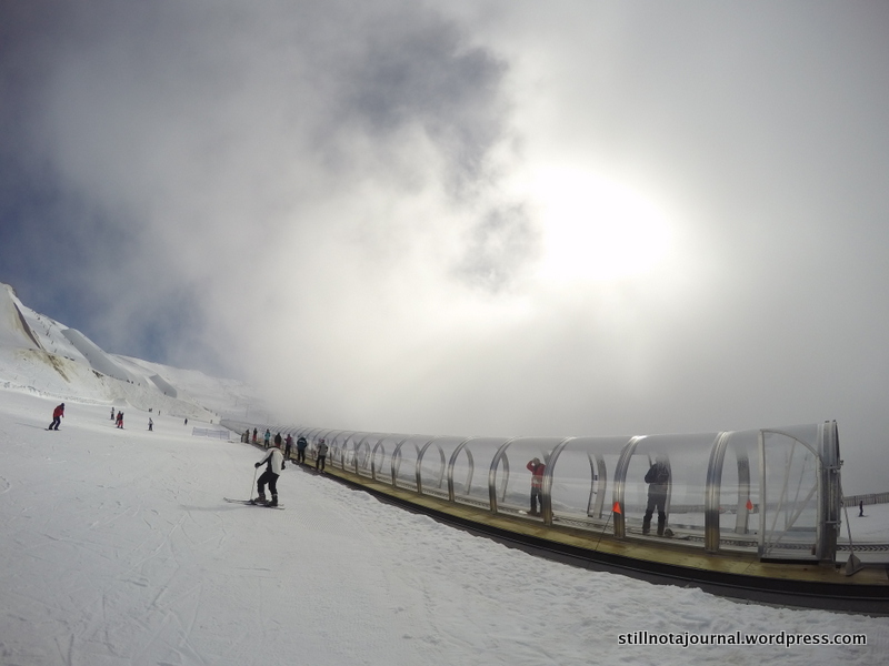 A bit of cloud rolled in on our second day - I stayed put on the learner slope watching the boys. Such a chicken.